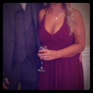 Wine colored long Bridesmaid dress